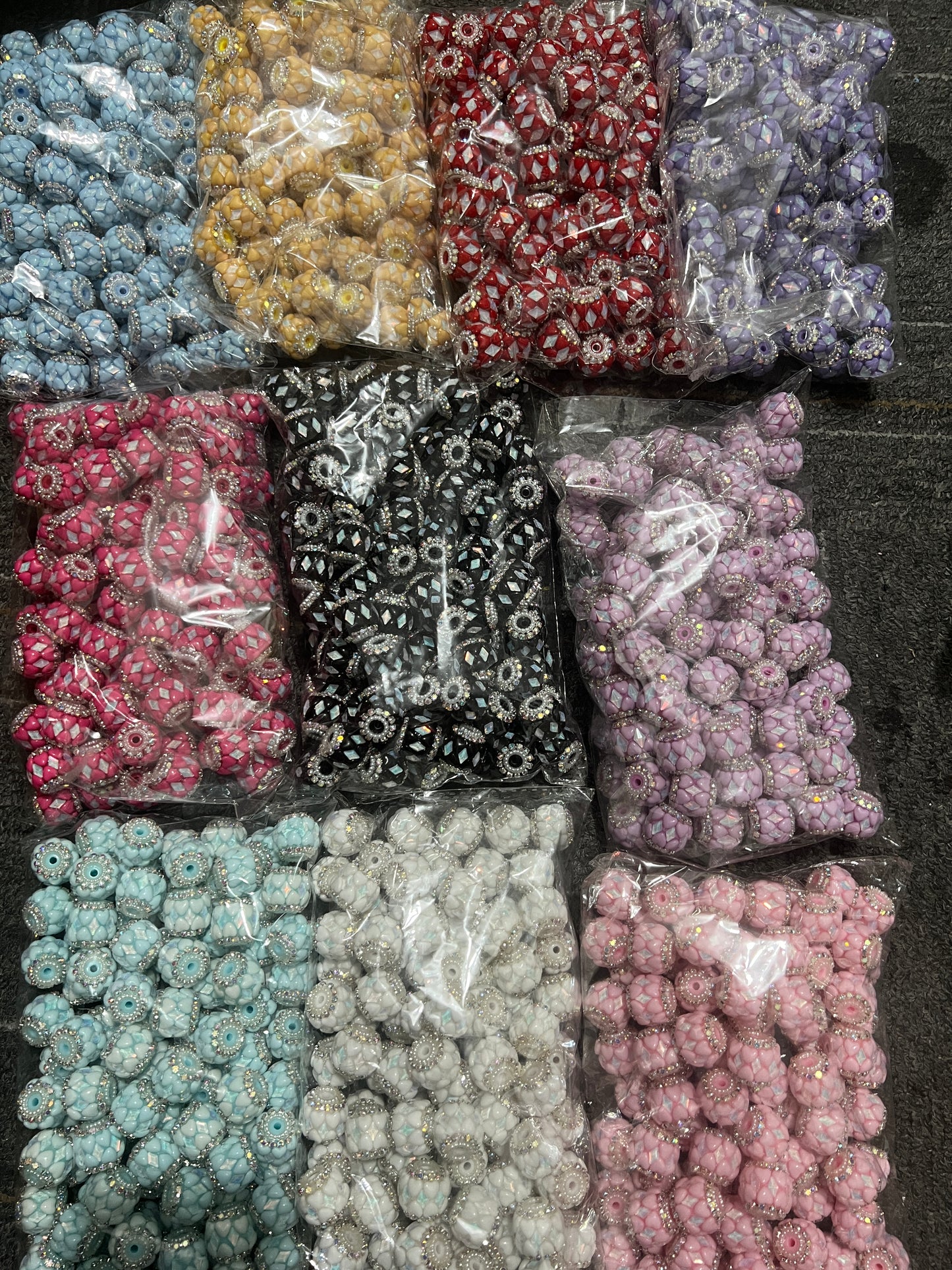 fancy heart beads ornaments with rhinestone chain and pearl beaded colored ,random mix color