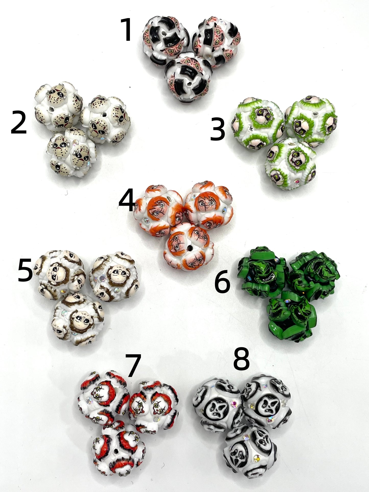 grinch Puppet beads Horror Terrible The protagonist of a horror movie Clay beads water droplet bead string jewelry Halloween Series Random Mix 16mm