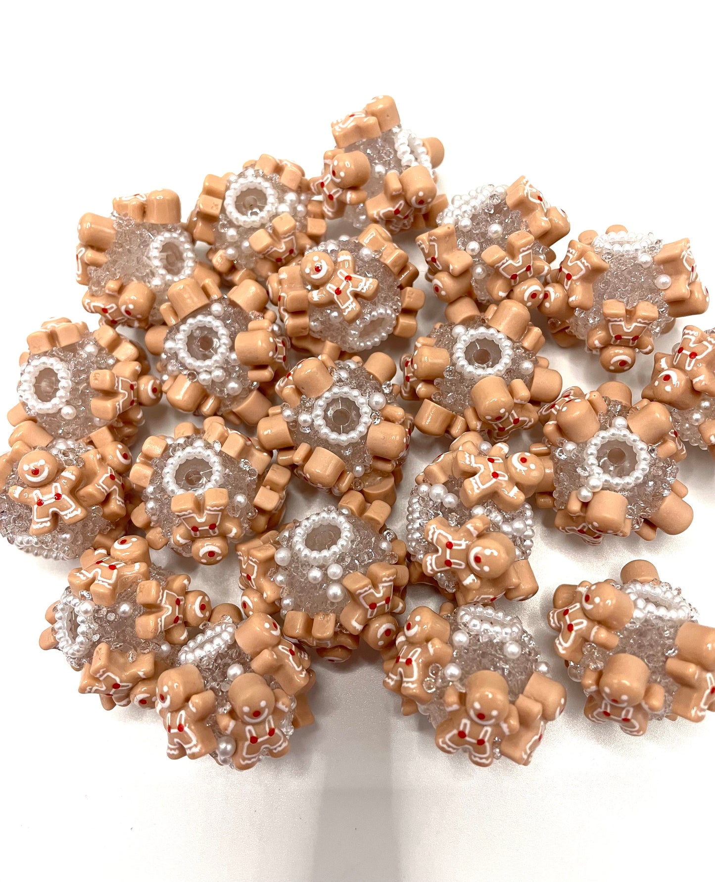 diy beaded beadable Christmas beads with pearl red brown