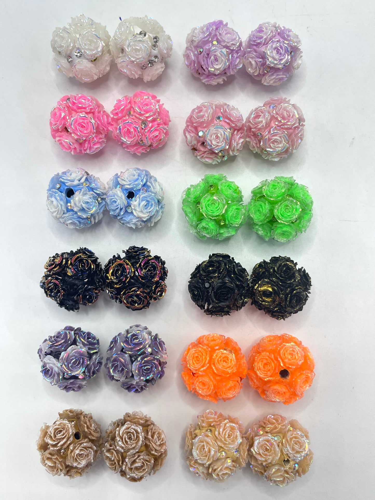 #1-#32 beaded beadable Flower beads Soft flower Precious softened clay beads Rhinestone Random Mix