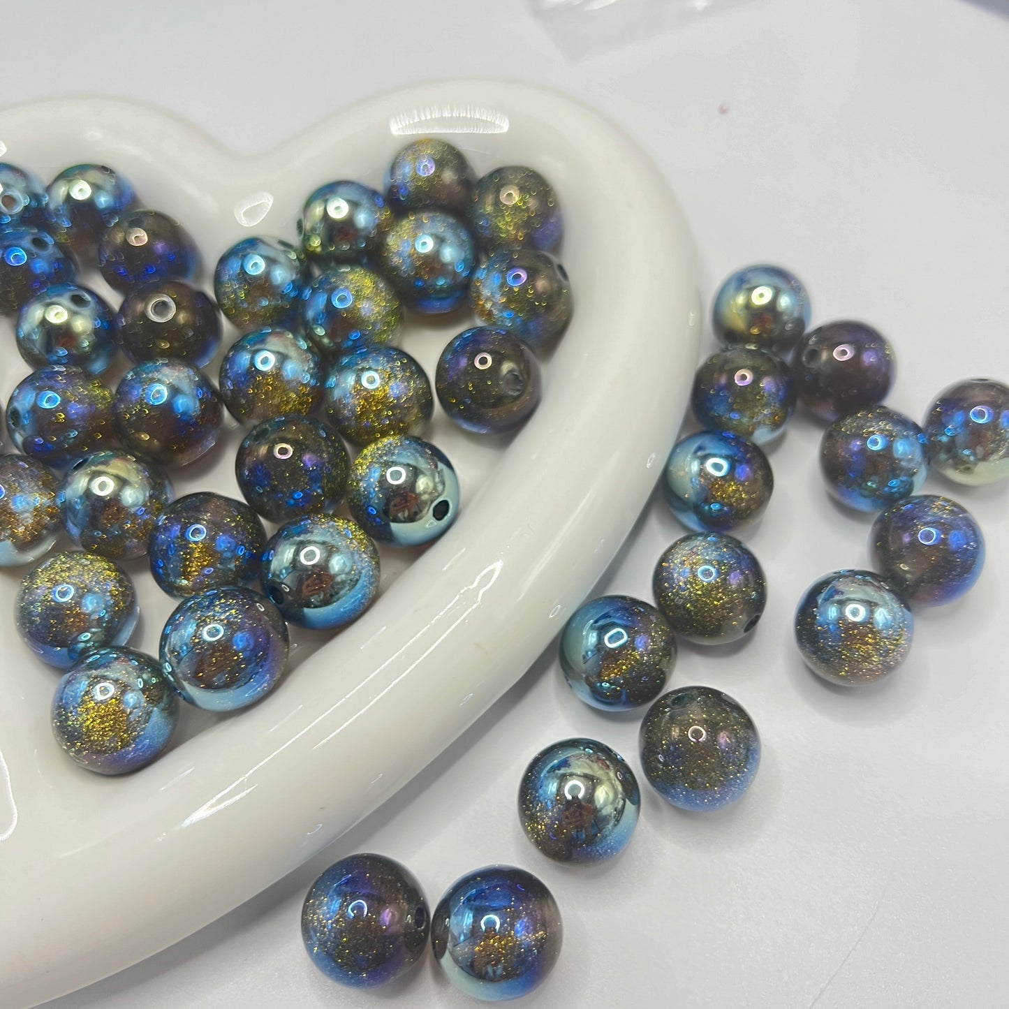 acrylic uv galaxy glitter beads diy beads colored random mix 16mm