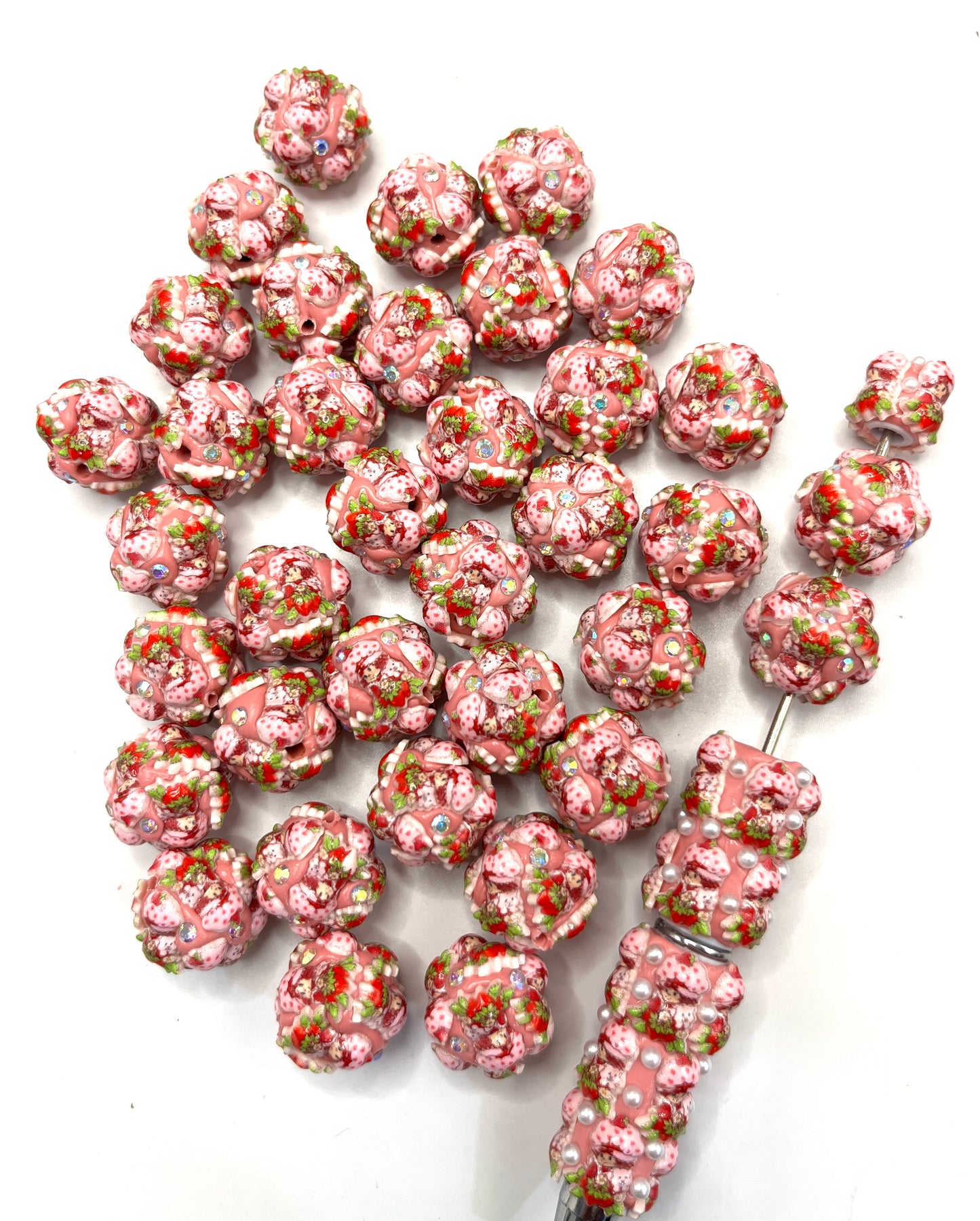 fancy character figure strawberry girl clay bead ,random mix