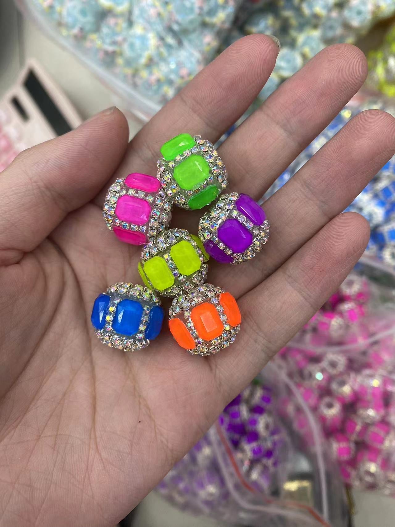 neon beads square mirror neon beads fancy beads Random Mix 16mm