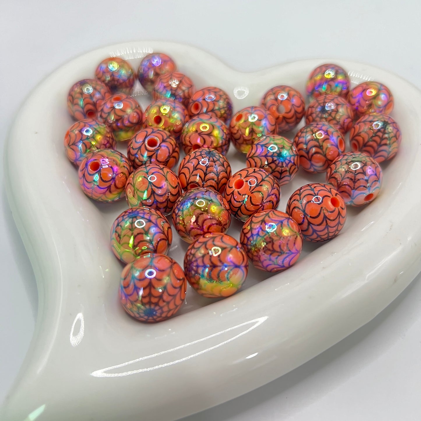 Halloween bead spider bead web bead uv spider web beads 16mm