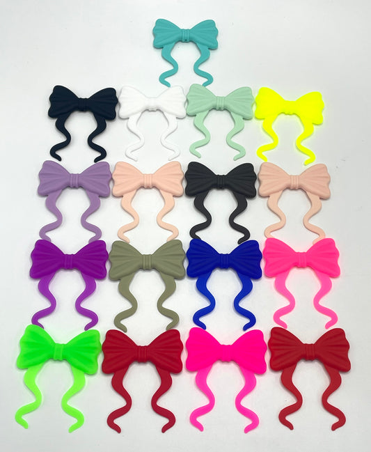 Soft silicone beads Silicone ribbon bow tie Neon color scheme Silicone gel 60mm