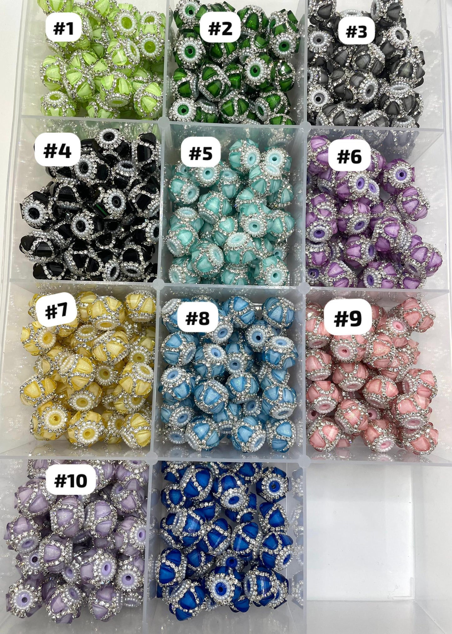 DIY beaded beadable fancy heart lantern beads ornament with rhinestone chain and pearl ,random mix