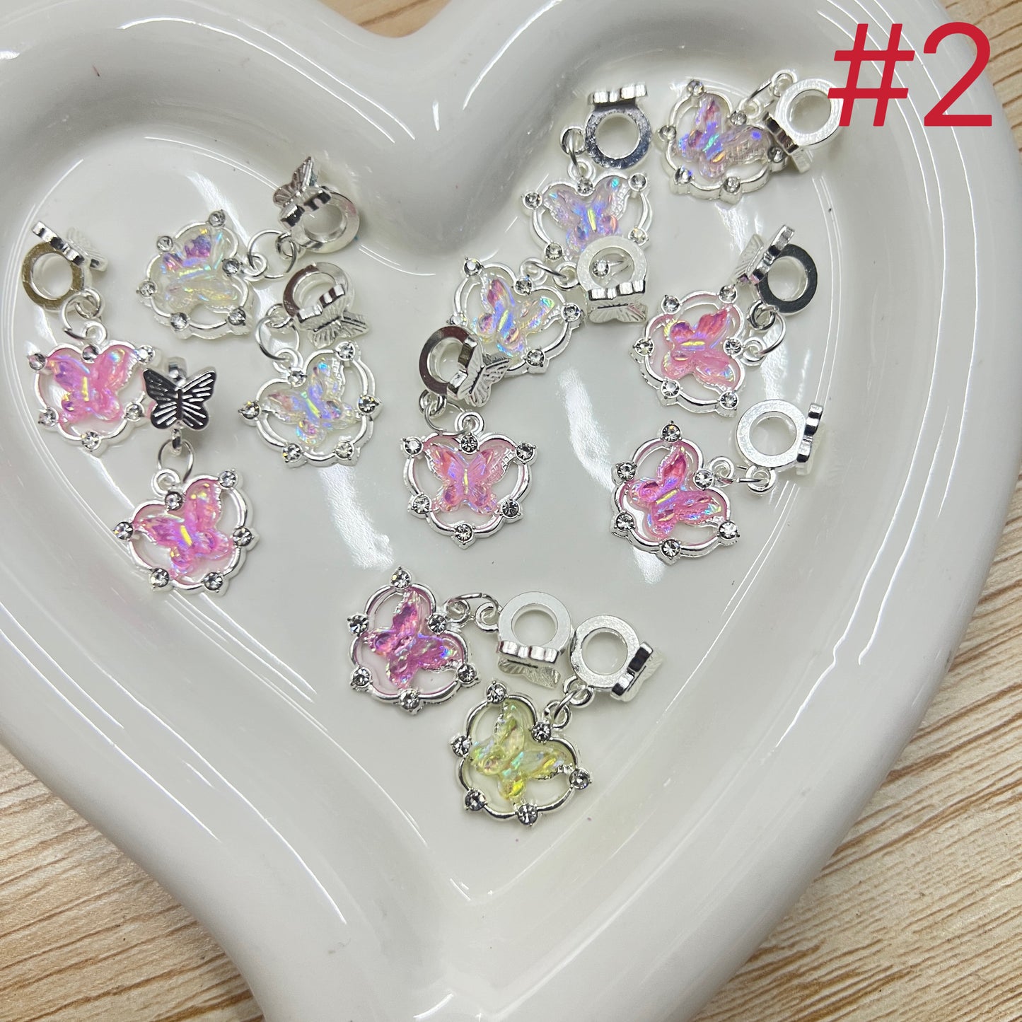 bail bead with charm butterfly star unicorn cherry