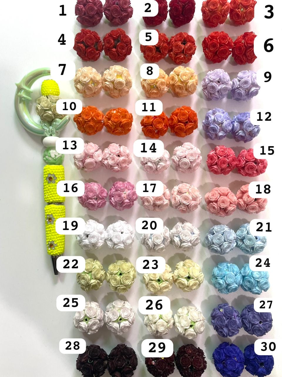 More new colors arrived DIY soft rose flower beads ornament with rhinestone beaded beadable flower colored