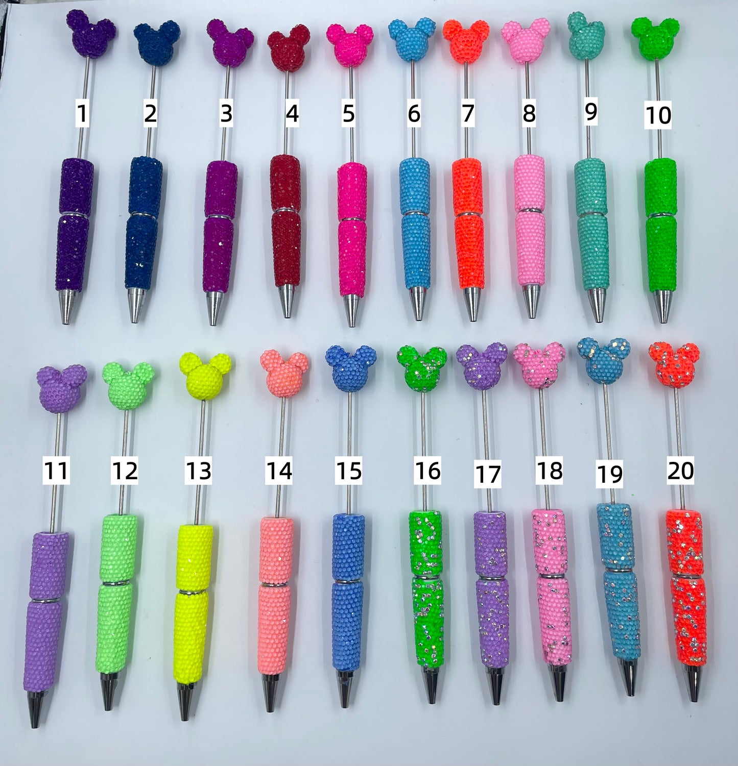 Neon clay pen Micke Head solid color clay rhineston pens diy pens Diy Rhinestone beadable pen Rhinestone pen Bling pen solid color Random MiX