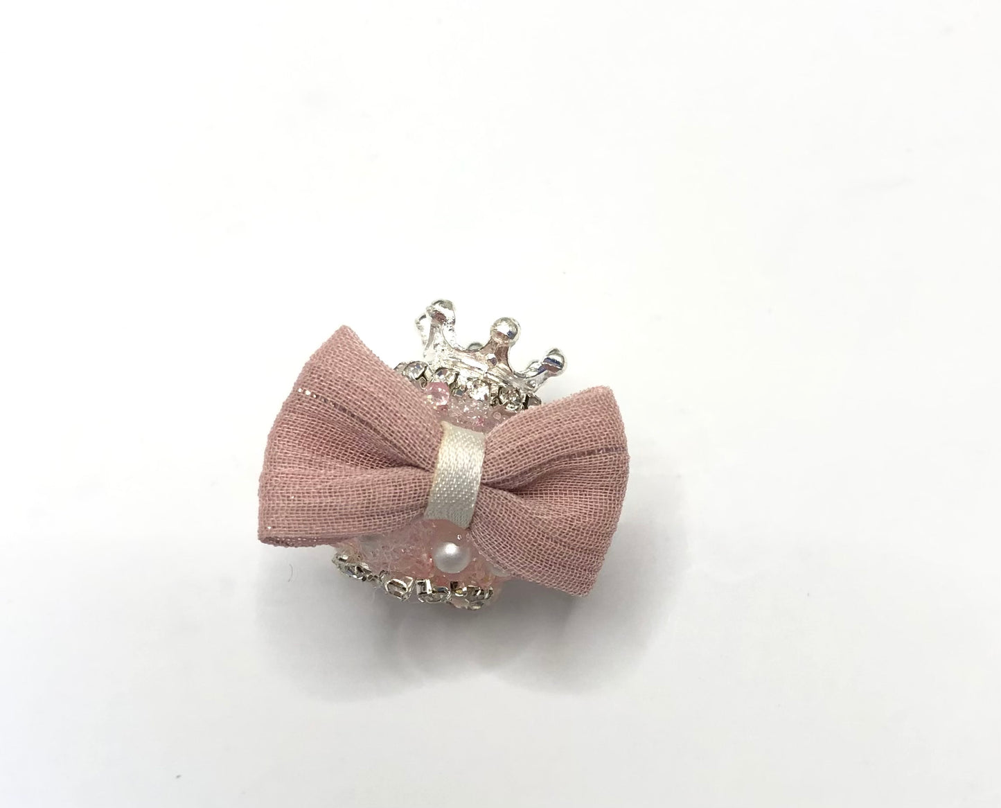 fancy bead acrylic base bead ornaments with crown sugar tape pearl textile bow rhinestone chain diy bead random mix color