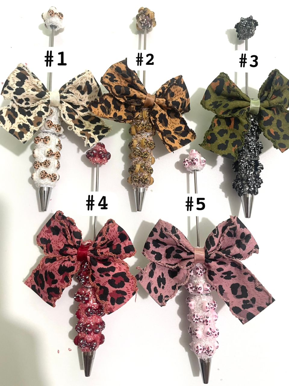 DIY Bead Pen Leopard print bow Sexy Beaded Pencil Leopard pattern Wilderness Random Mix