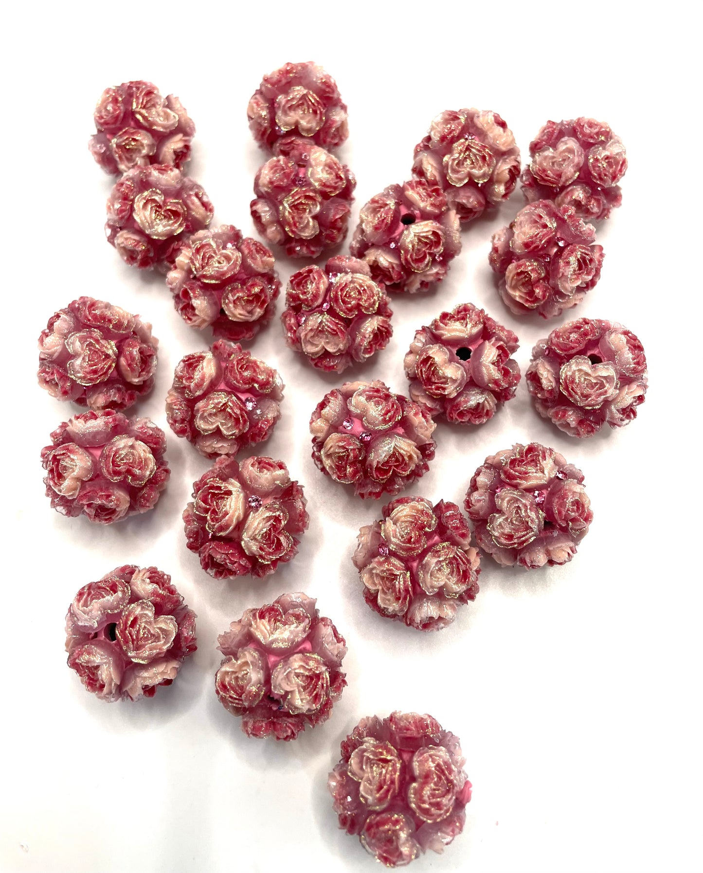 DIY soft glitter flower bead,colored ,random mix