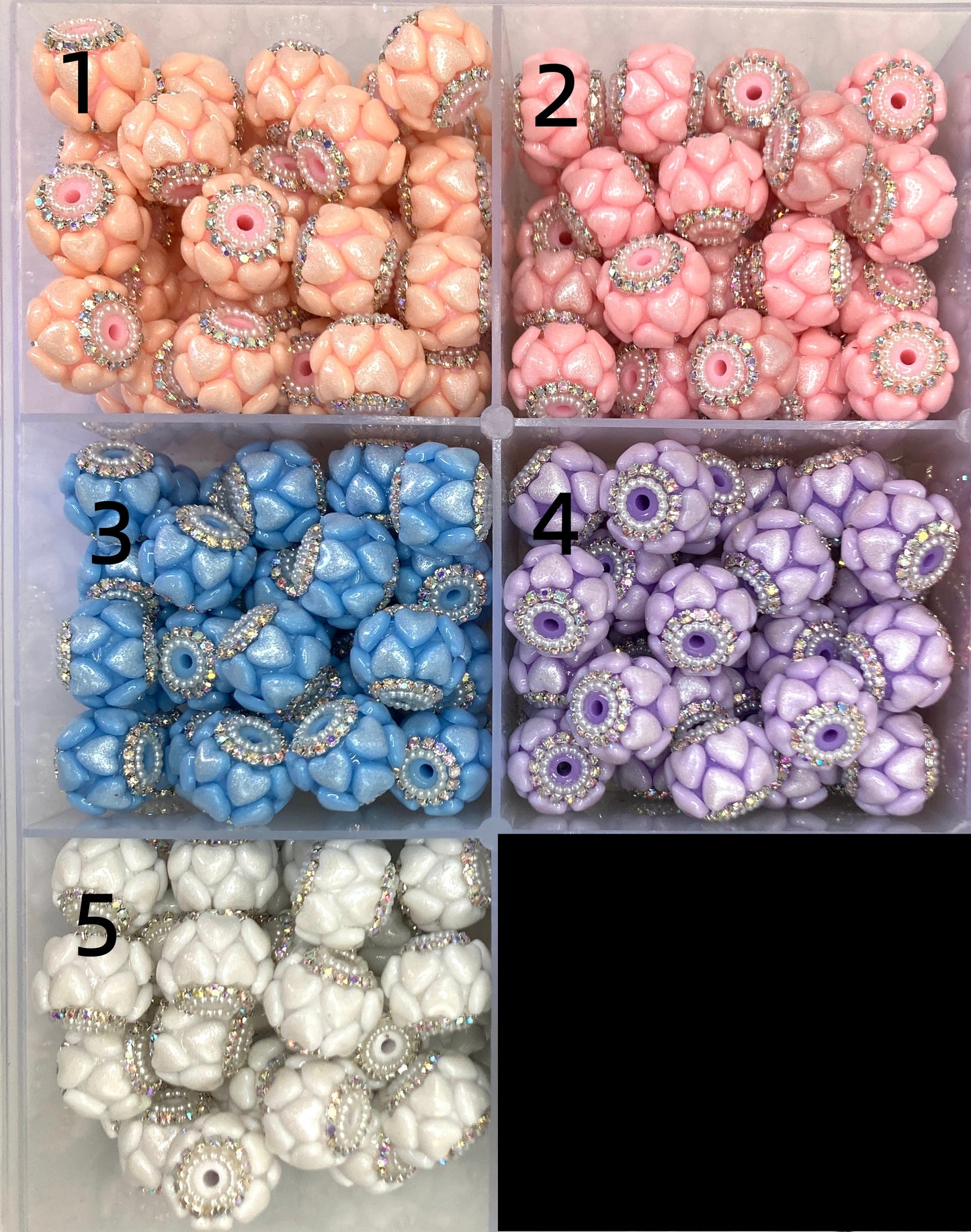 Heart glitter Beads Chain Pearl gasket Acrylic heart beads Random Mix
