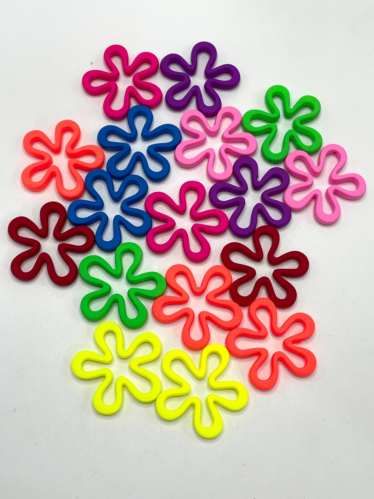 Acrylic beads Flower beads Peony flower Hollowed-out flower beads Neon 44mm