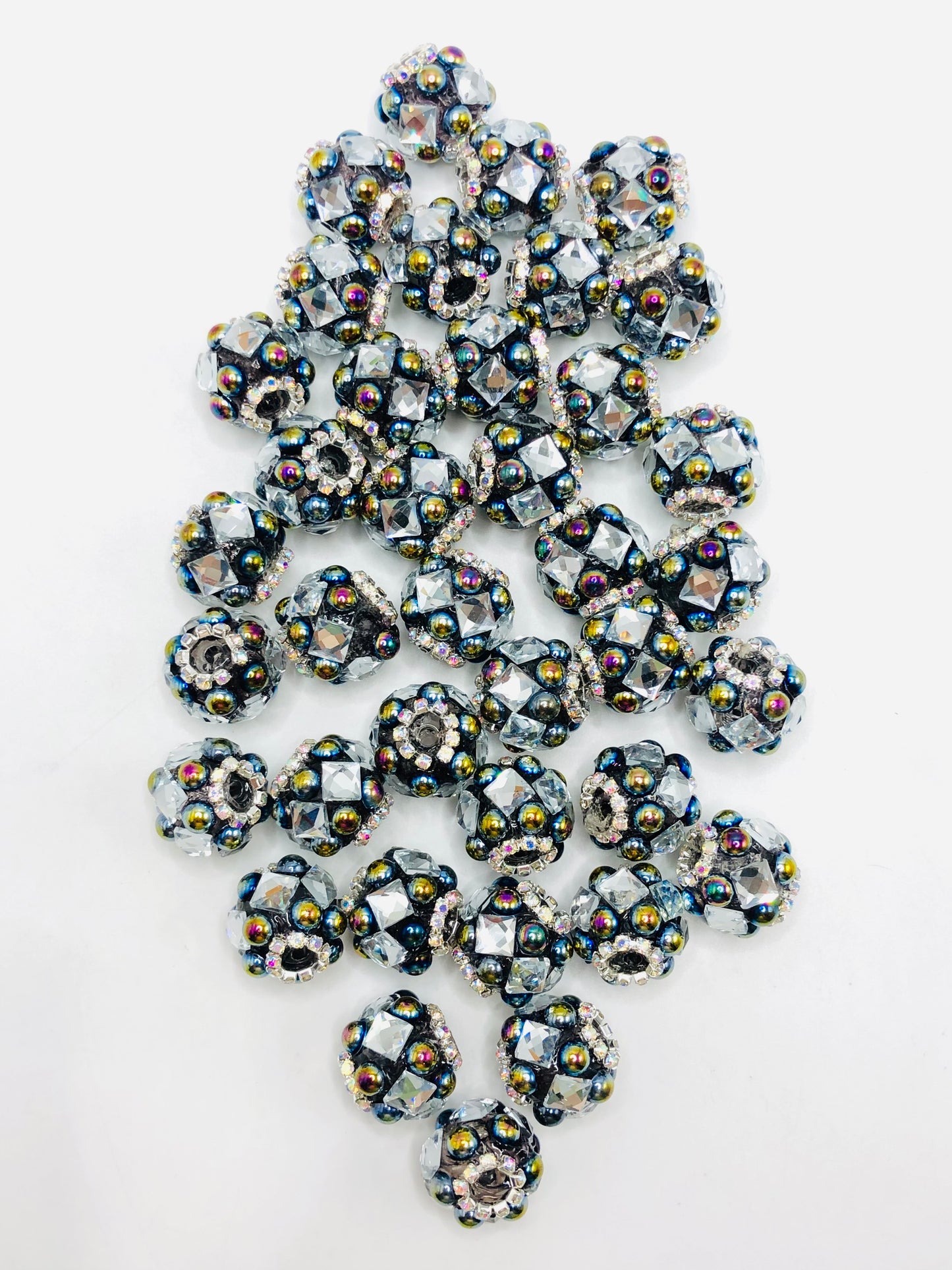 bubble Bead Transparent multi-colored acrylic beads set with gemstones 19mm Random Mix Fancy-17