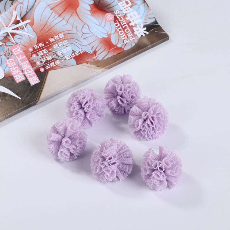 Gauze fabric flower ball Lace flower yarn ball Cotton flower ball Random Mix 40mm