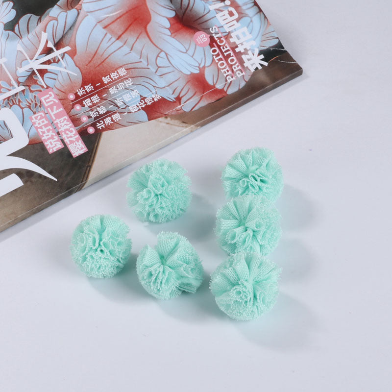 Gauze fabric flower ball Lace flower yarn ball Cotton flower ball Random Mix 40mm