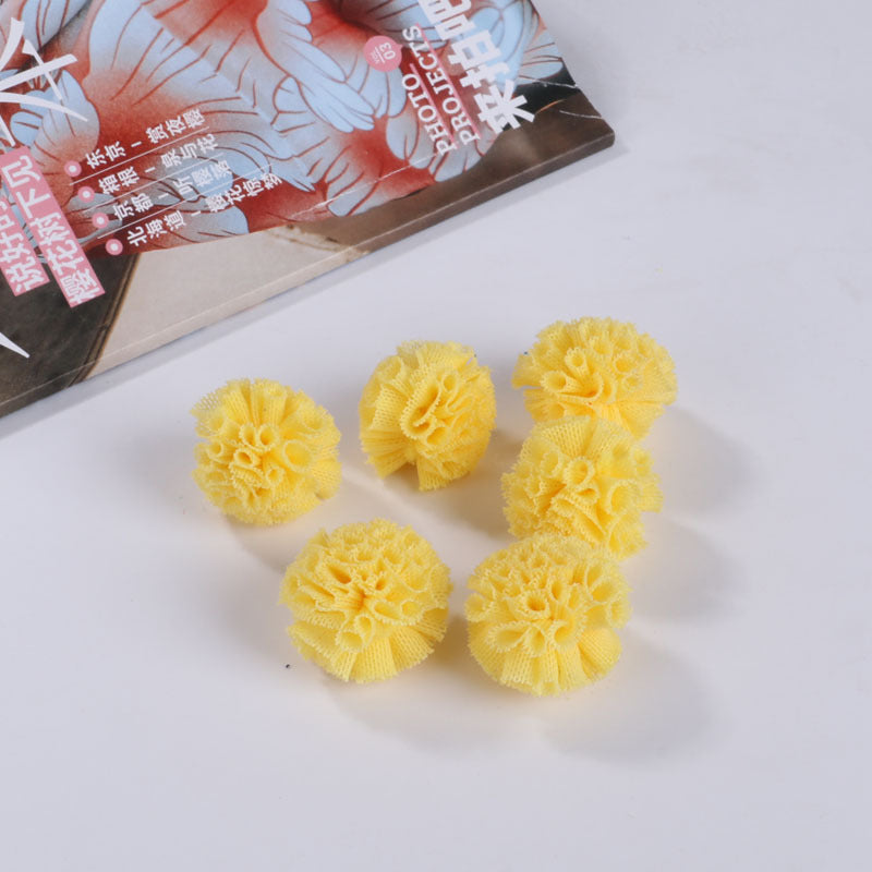 Gauze fabric flower ball Lace flower yarn ball Cotton flower ball Random Mix 40mm