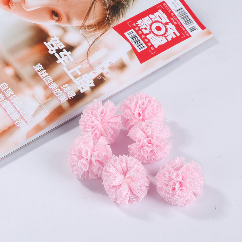 Gauze fabric flower ball Lace flower yarn ball Cotton flower ball Random Mix 40mm