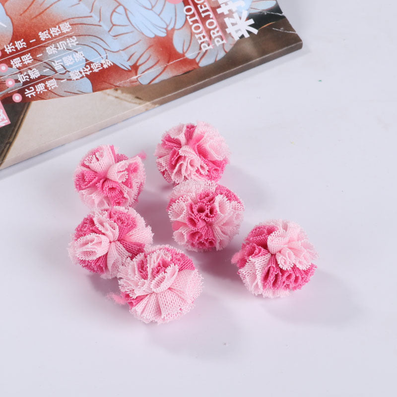 Gauze fabric flower ball Lace flower yarn ball Cotton flower ball Random Mix 40mm