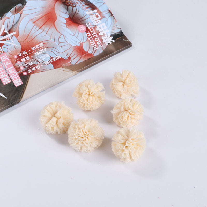 Gauze fabric flower ball Lace flower yarn ball Cotton flower ball Random Mix 40mm