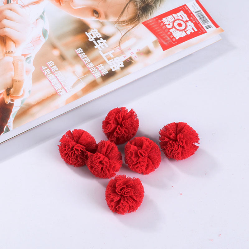 Gauze fabric flower ball Lace flower yarn ball Cotton flower ball Random Mix 40mm