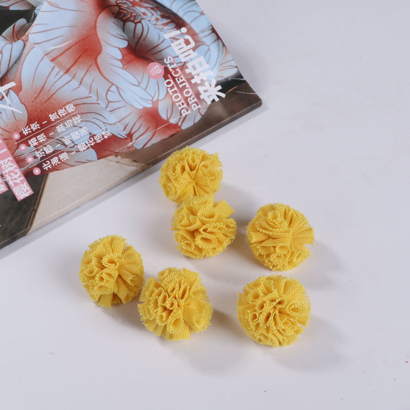 Gauze fabric flower ball Lace flower yarn ball Cotton flower ball Random Mix 40mm