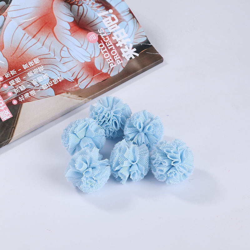 Gauze fabric flower ball Lace flower yarn ball Cotton flower ball Random Mix 40mm