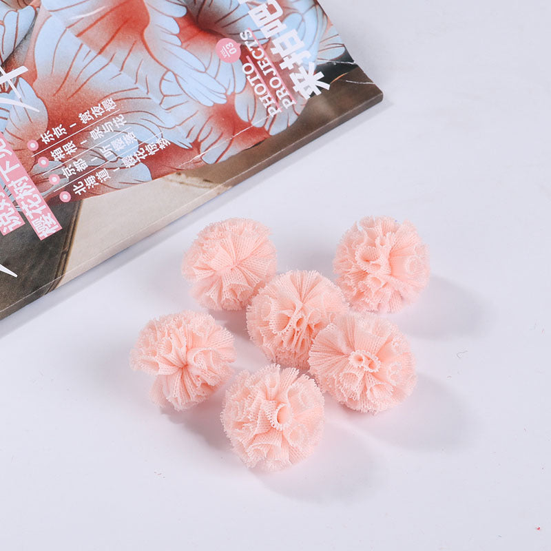 Gauze fabric flower ball Lace flower yarn ball Cotton flower ball Random Mix 40mm