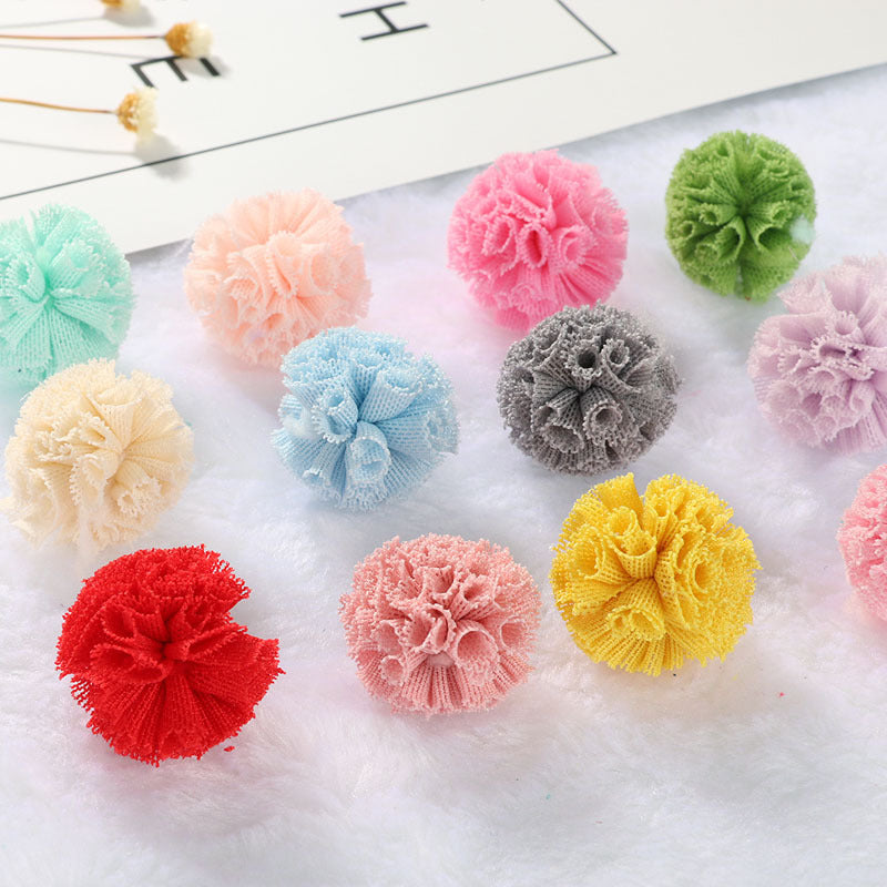 Gauze fabric flower ball Lace flower yarn ball Cotton flower ball Random Mix 40mm