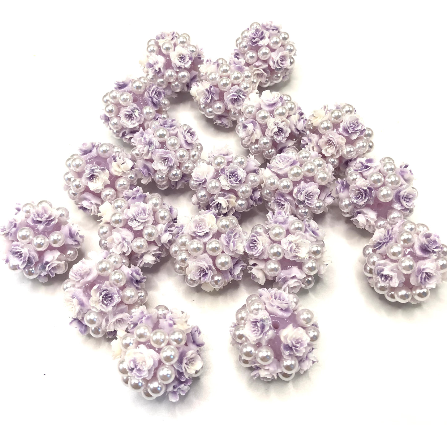 acrylic base bead soft rose flower ornament with peral colored ,random mix