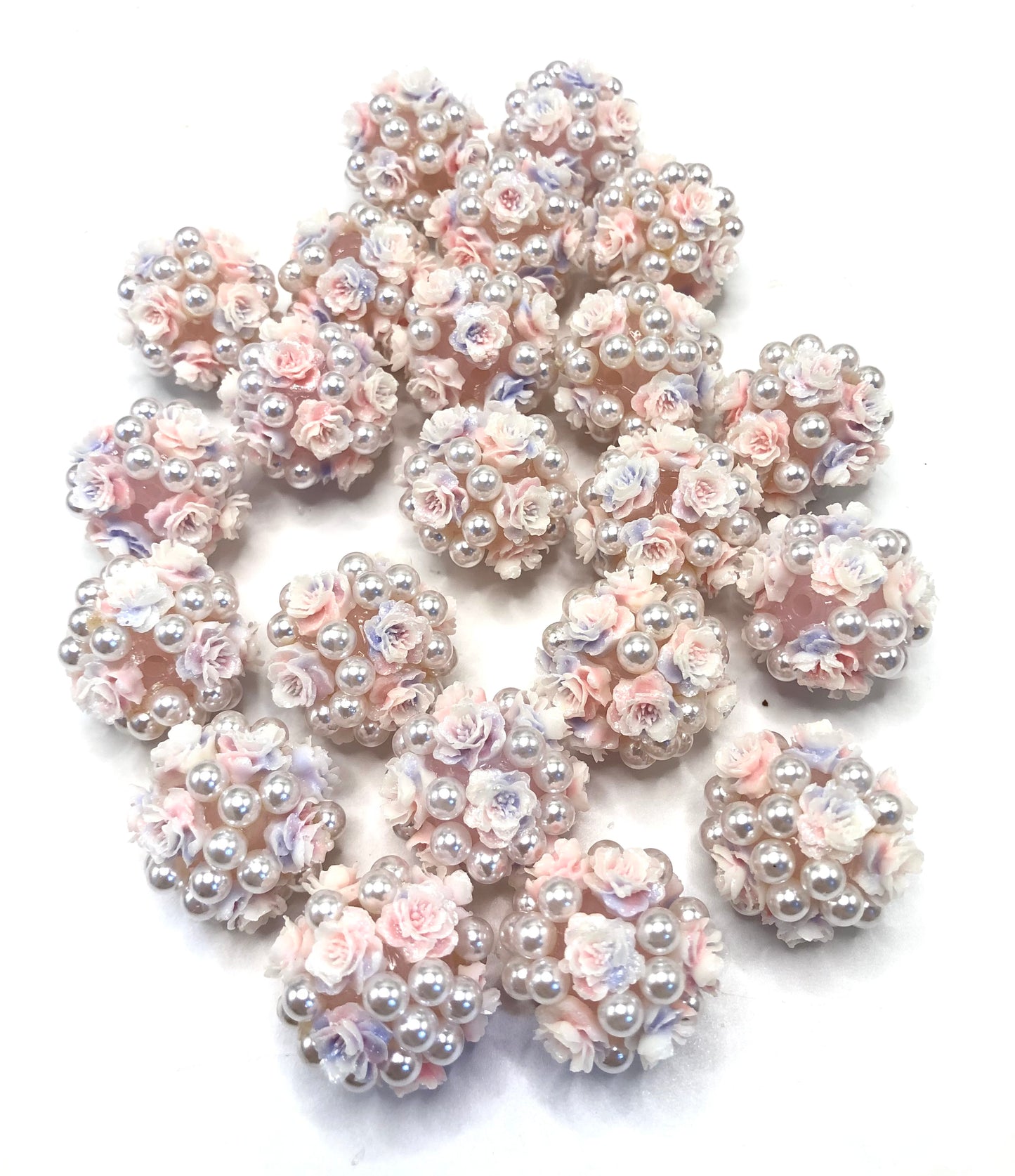 acrylic base bead soft rose flower ornament with peral colored ,random mix