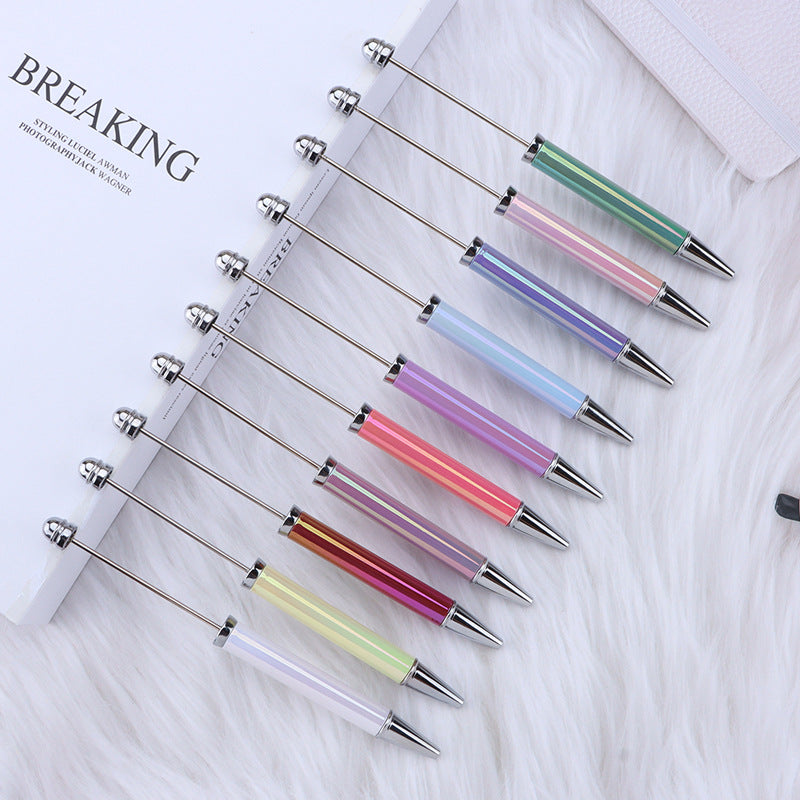 diy beaded pen UV plated seven-color beaded ballpoint pen Personalized hand-beaded gift pens Random Mix
