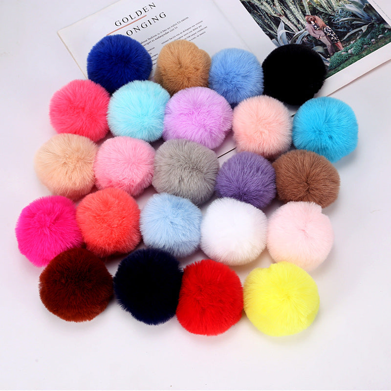 pom pom Imitation rex faux rabbit fur touching hairball Jewelry keychain imitation wool ball pendant 8mm Random Mix