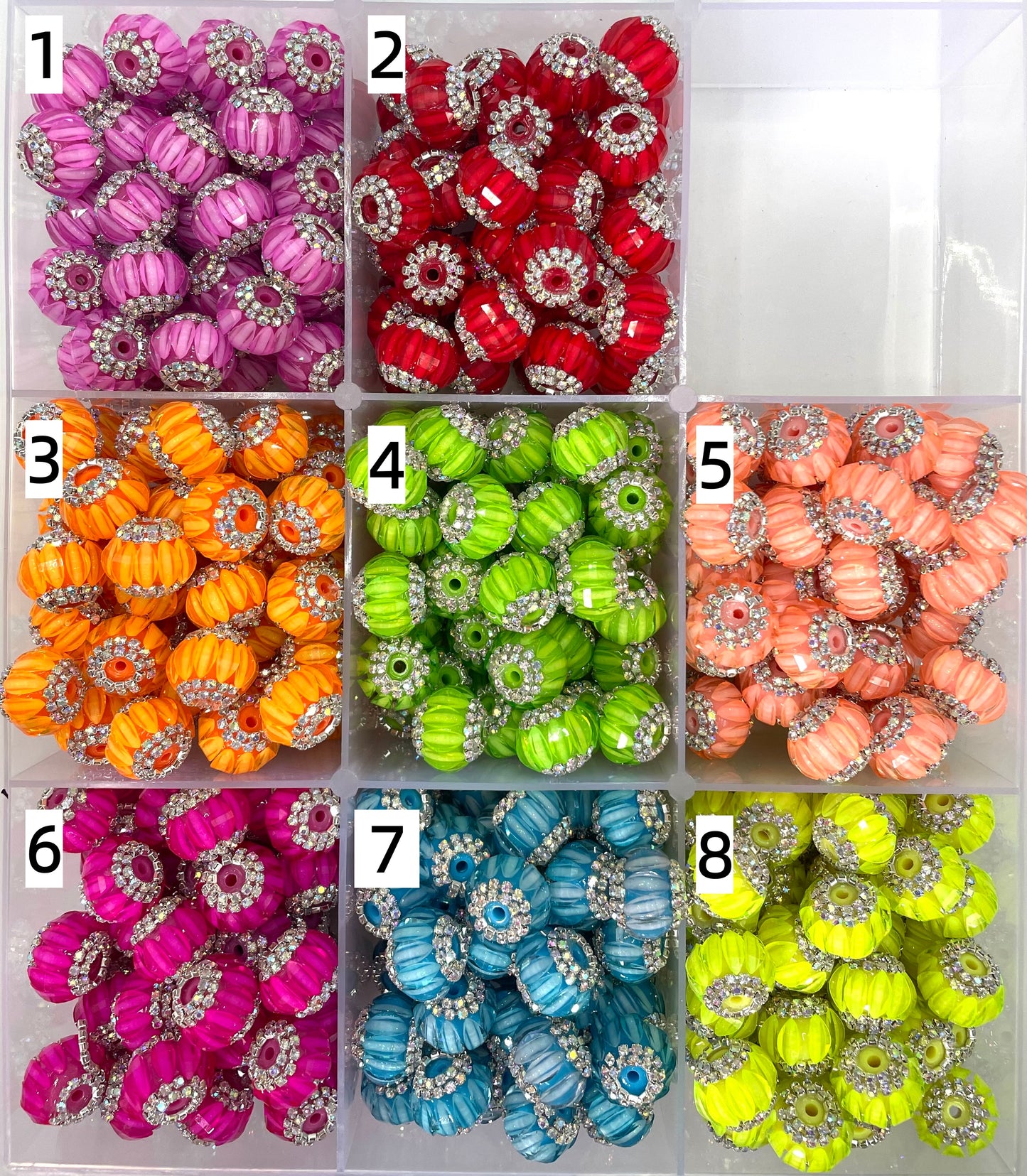 Fancy Beads lantern Neon Color Series Pumpkin beads Double-layered chain beads 18mm Random Mix