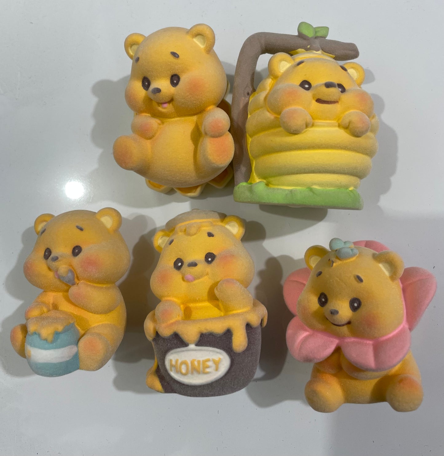Winnie Pooh honey sweet time fuzzy flocked ,whole set,blind box pen topper figure character