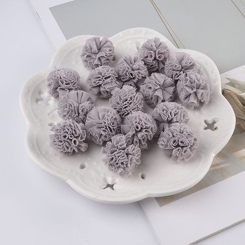 Gauze fabric flower ball Lace flower yarn ball Cotton flower ball Random Mix 40mm