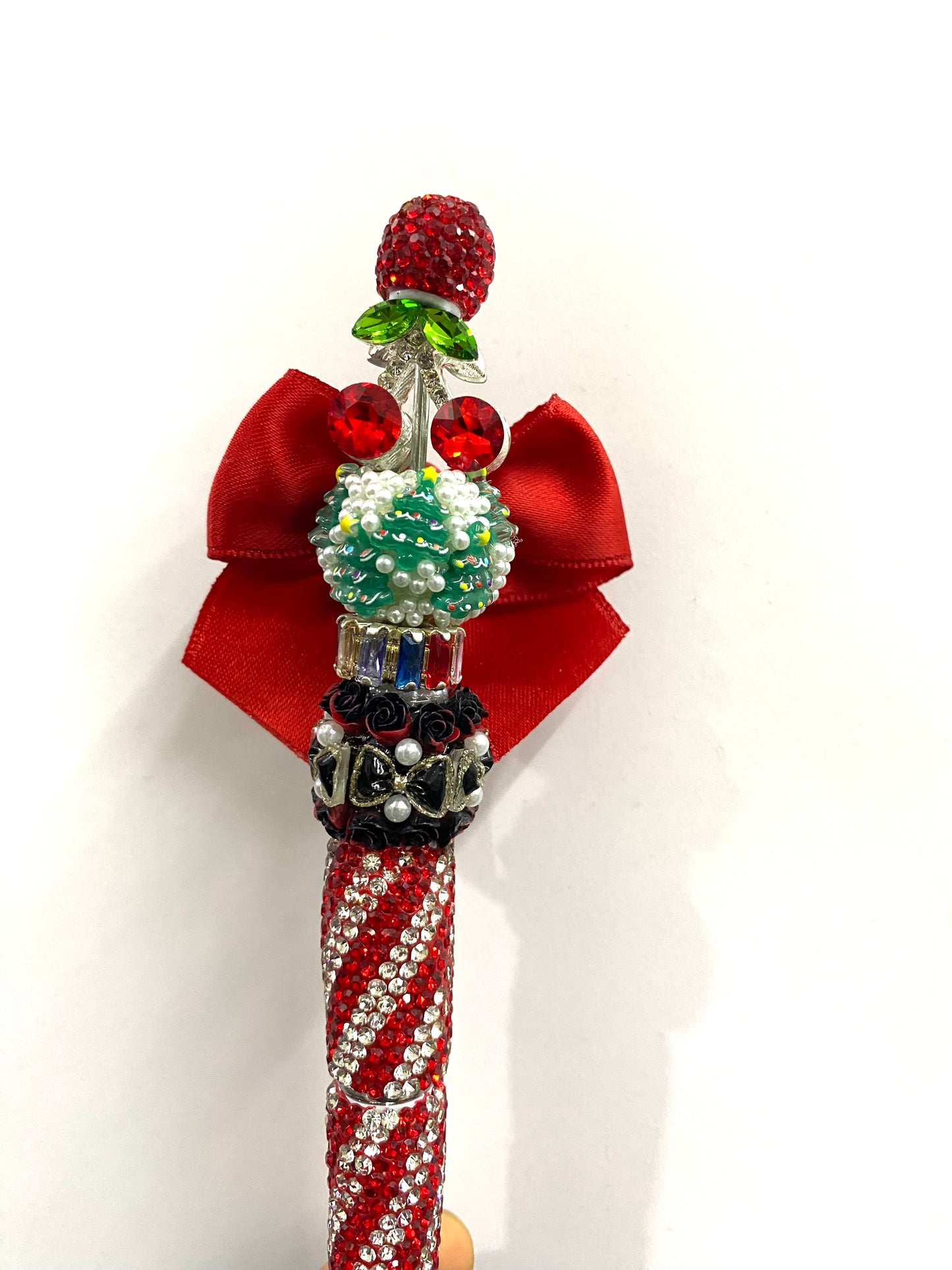 acrylic beads diy with Christmas bow and pearl and house christmas tree bell,colorful,random mix