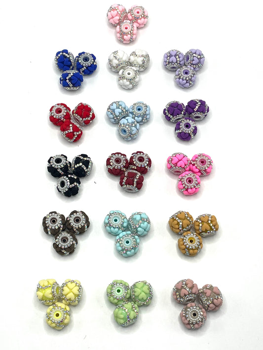 Fancy Beads Fuzzy Heart Rhinestone Chain Pearl gasket spacers Acrylic beads 18mm Random Mix
