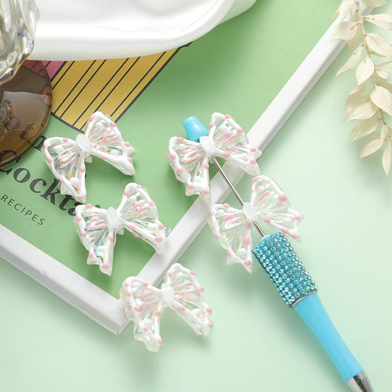 Hand-painted Acrylic Bowknot Beads
