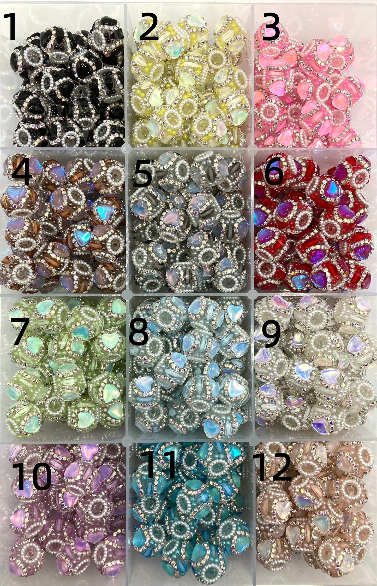 Fancy Beads Acrylic beads Pearl gasket Heart chain Heart rhinestones Random Mix