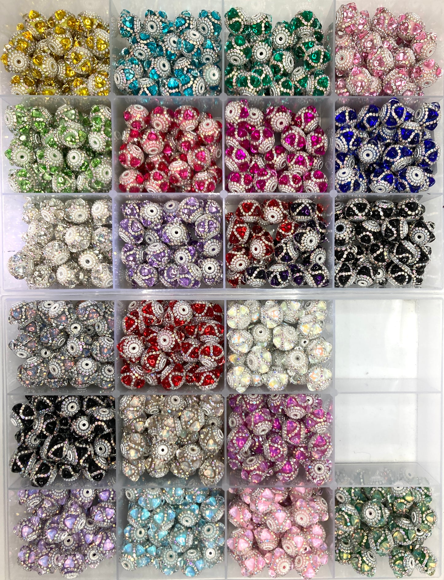 Fancy Beads Heart Chain Pearl gasket Transparency Mocha color Metal gasket Beads Random Mix