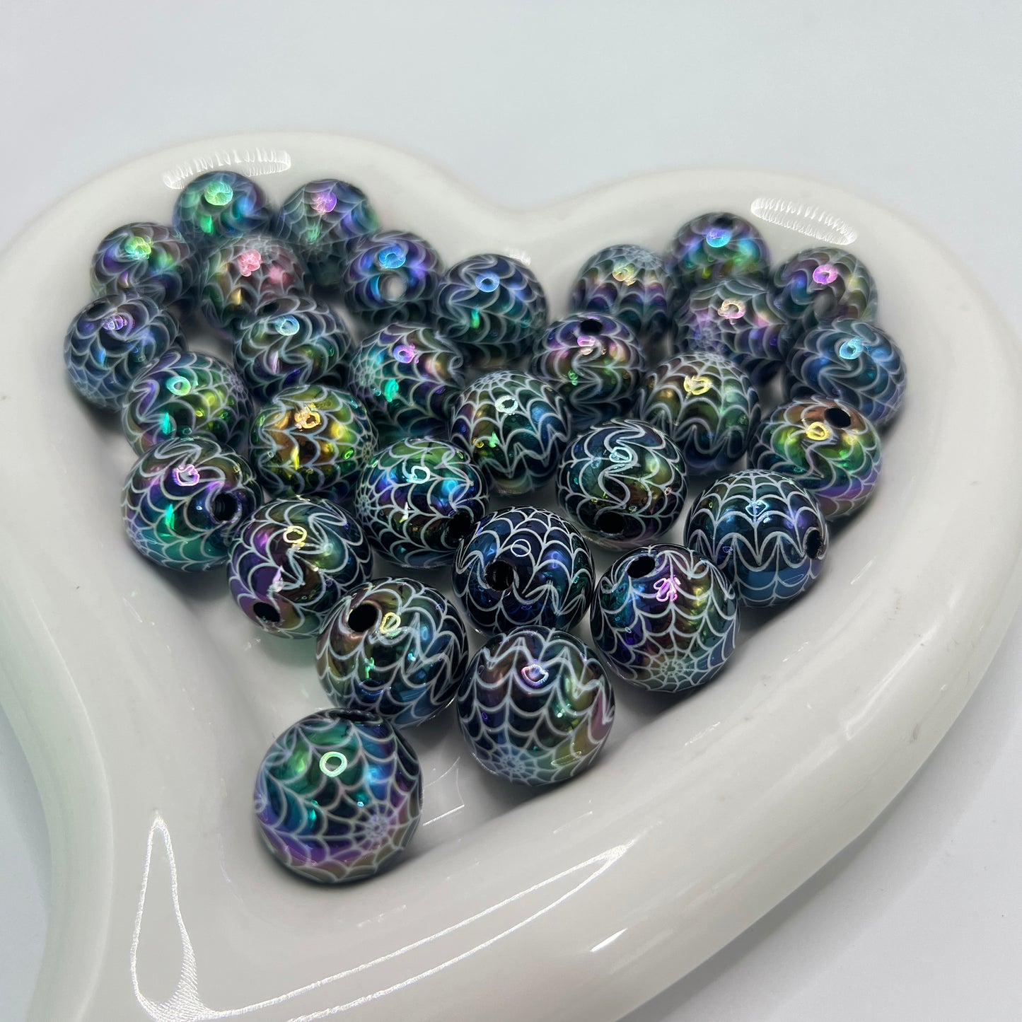 Halloween bead spider bead web bead uv spider web beads 16mm