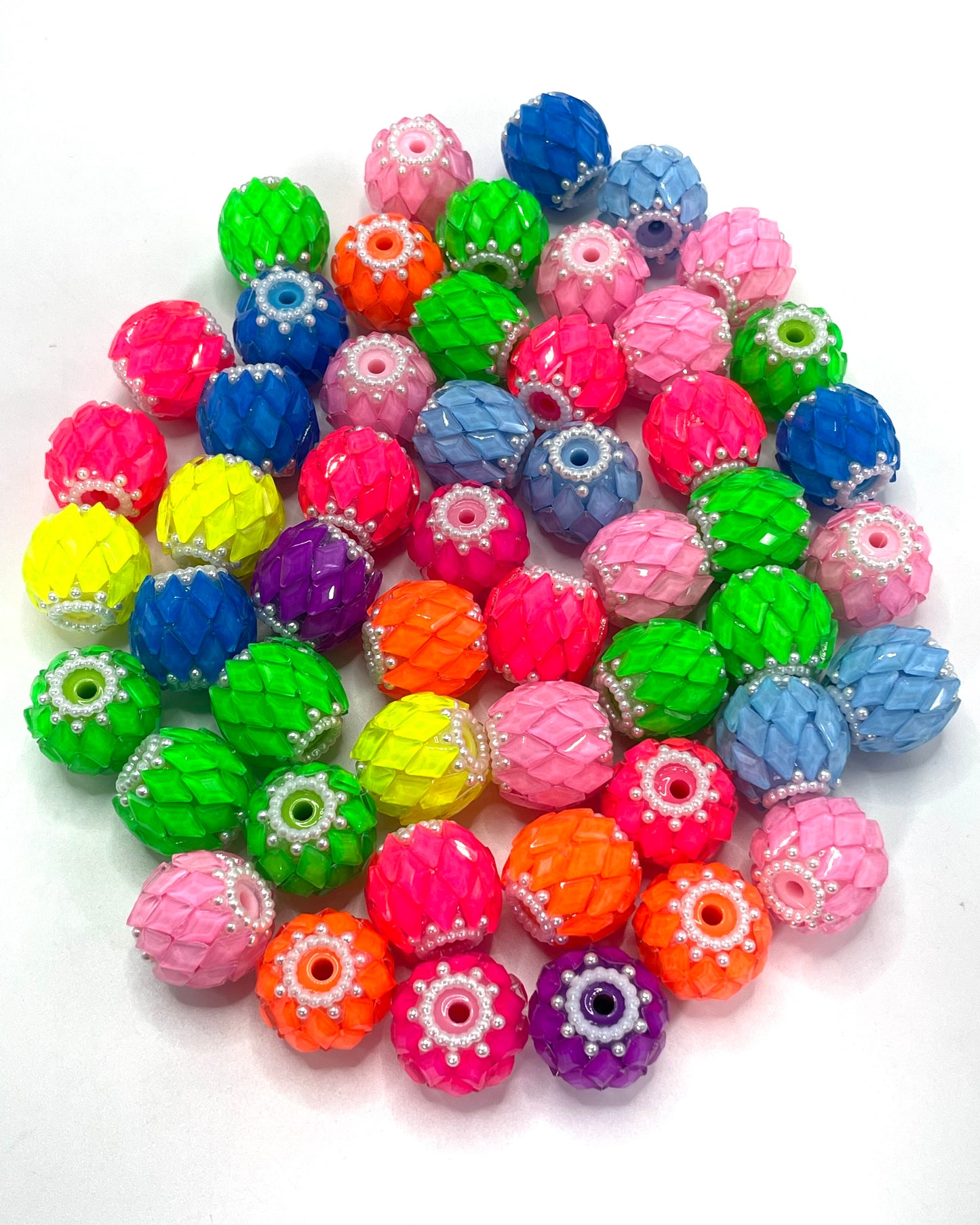Fancy Beads Neon Checkerboard beads Pineapple beads Rhombus Mirror Bubbles and pearl gaskets Beads