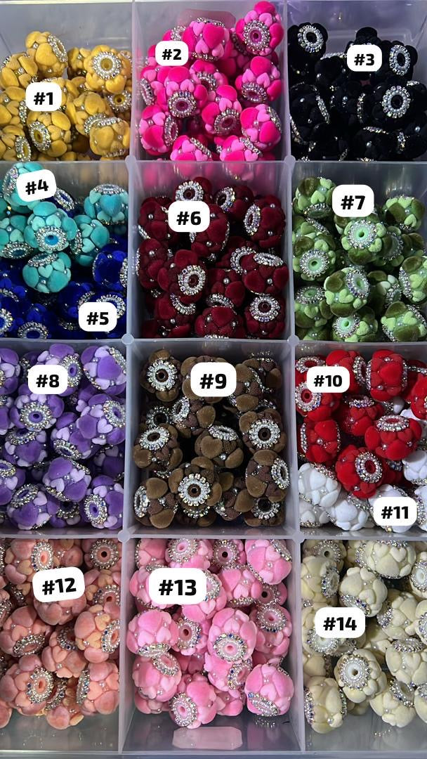 beaded beadable fancy heart bead Fuzzy all heart With flower bead rhinestone chain pearl