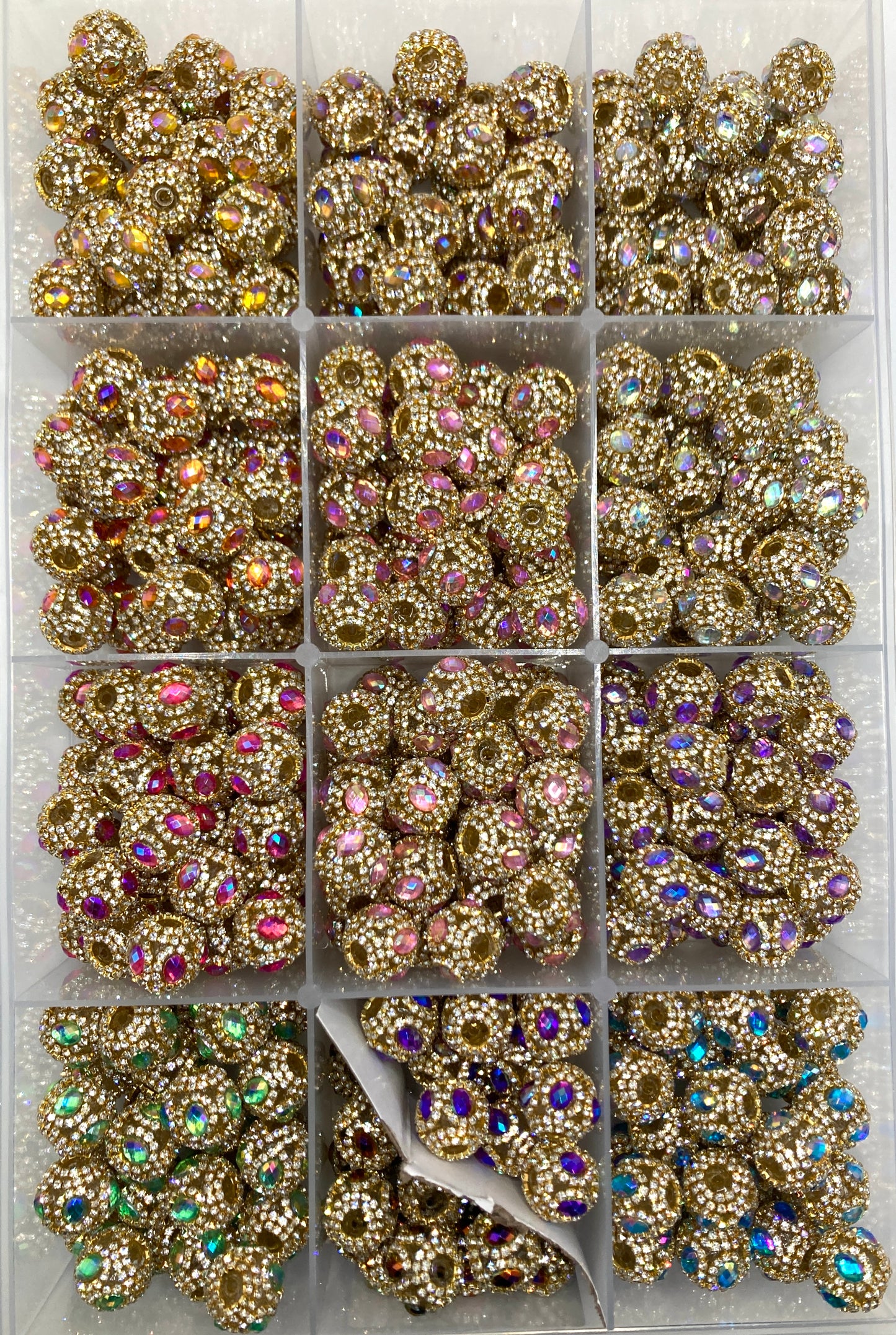 ractangle beads crystal beads fancy acrylic Silver Gold chain mirror beads multicolour rhinestone Bead Random Mix