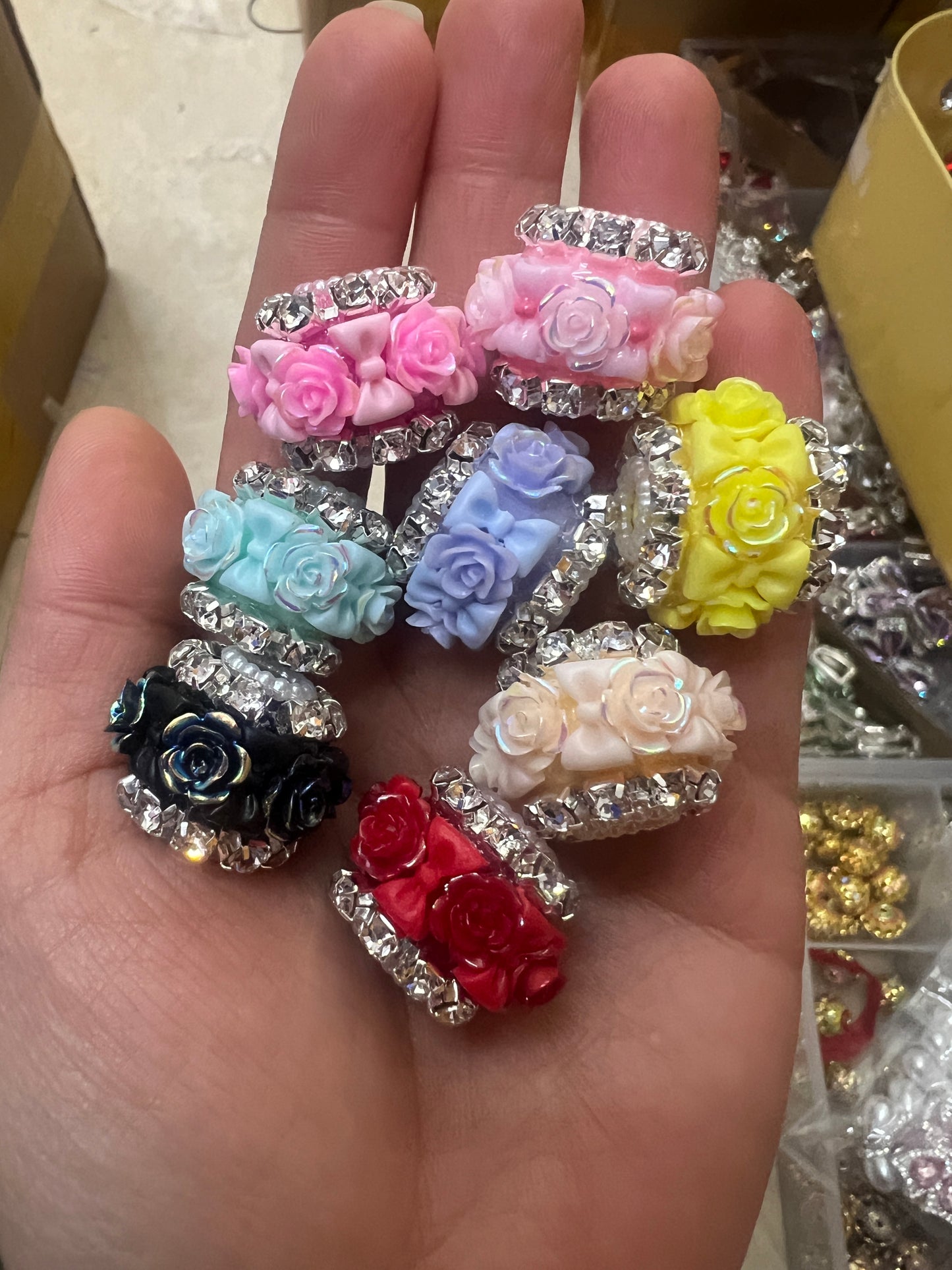 flower with bow fancy bead flower bead