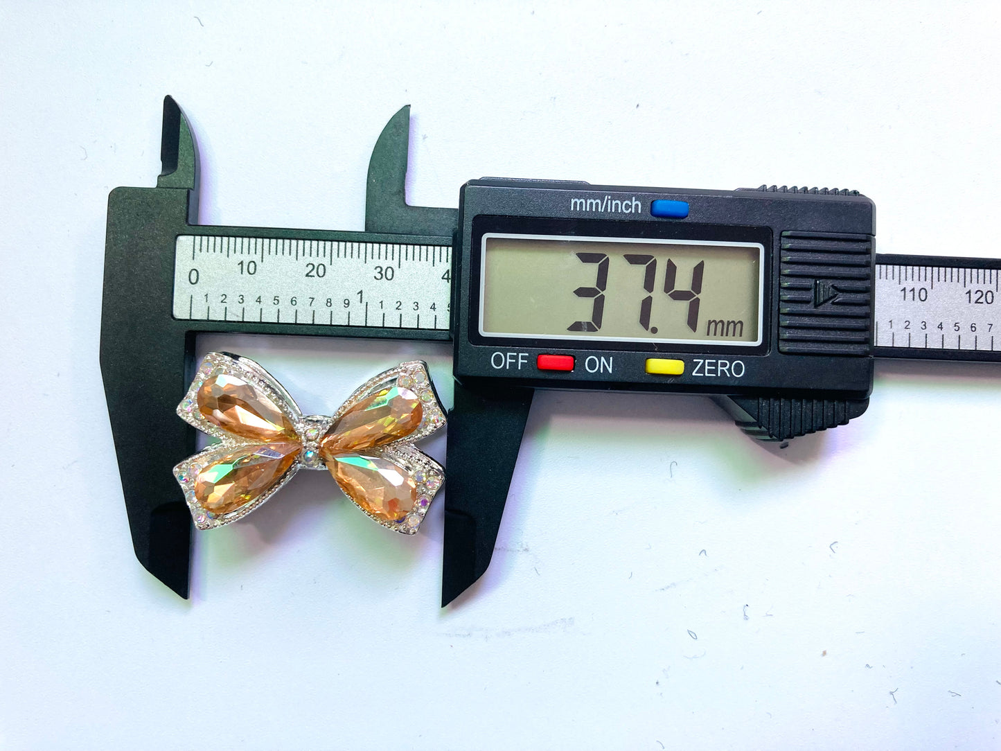 Metal beads bow Metal water-drop style bow beads Bows made of pearls and rhinestones Random Mix 37mm