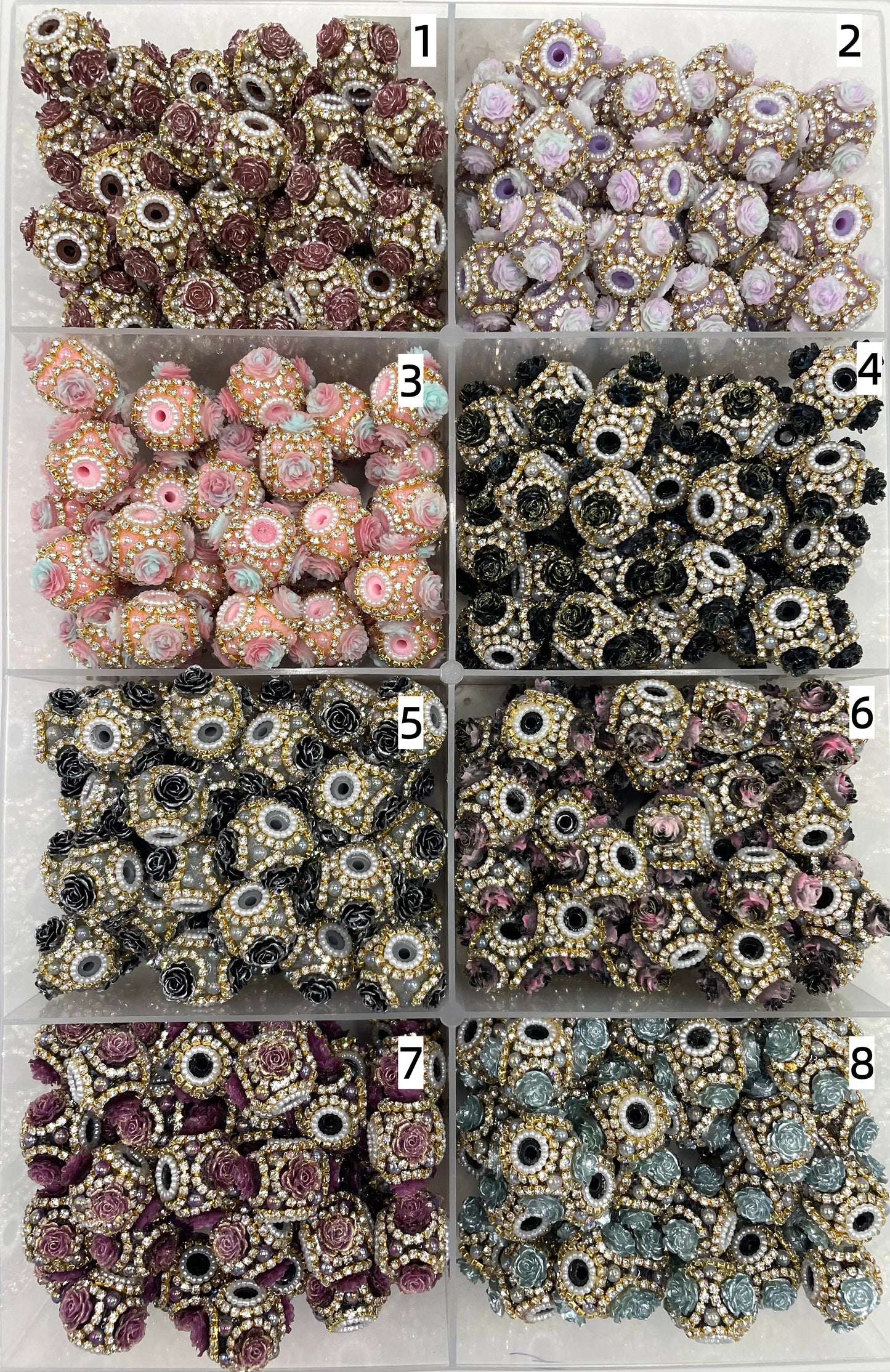 Fancy Beads Rose flower Golden Chain Pearl gasket Spacers acrylic Beads