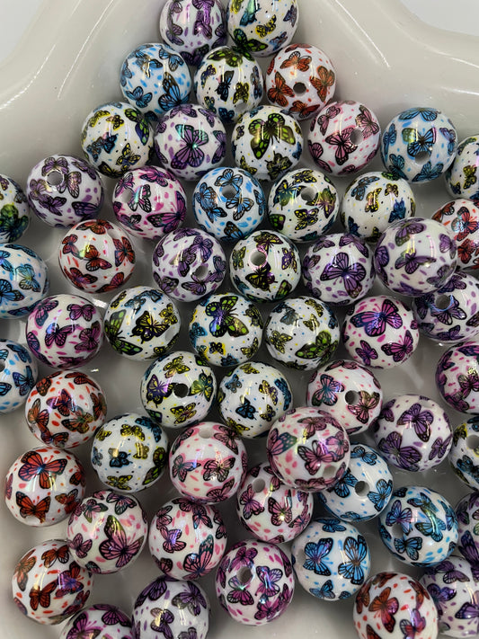 Acrylic beads Cartoon printed beads The Bird and the Butterfly Beads 16mm
